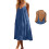 Women's backless V-neck spaghetti strap maxi dress blue 1