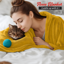 (Mustard, Super King: 230 cm x 270 cm) Solid 310 GSM Fleece Blanket Warm Thick Soft Fluffy Bed Mink Sofa Throw