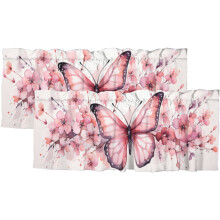 Butterfly Floral Valance Curtain Rod Pocket 54x18 in