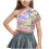 Girls One-Shoulder Short-Sleeve Sequin Crop Top 1