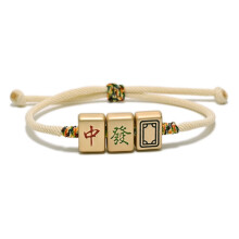 Mahjong Bracelet Gold Braided Fashion Lucky Medium White