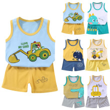Baby Cotton Sleeveless Vest and Shorts Set Yellow 3-6 Months