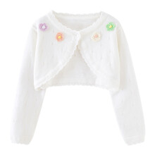 Girls' Open-Front Knit Bolero Cardigan with Button Closure, Long Sleeve – Compatible with Kids 1-7 Years