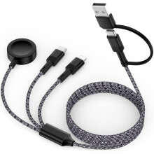 3-in-1 USB-C iWatch Charger Cable 6FT, Magnetic Wireless Charging Dock Stand Compatible with iWatch, Samsung, iPhone, FCC Approved