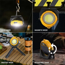 Latarka COB LED z Akumulatorem Słonecznym - Wielofunkcyjna Przenośna Lampa z Magnetycznym Ogonem i Funkcjami Oświetlenia Awaryjnego