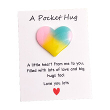 Valentine's Pocket Hug Heart with Greeting Cards – Distance Love Gift for Him/Her, I Love You Gift, Star Moon Design, Compatible with All Ages