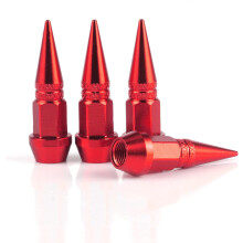45mm Spiked Aluminum Stem Valve Caps,4PCS Dustproof Tire Wheel Stem Caps for Cars,SUVs,Trucks Bicycles and Motorcycles(Red)