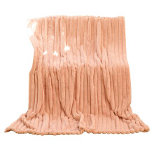 Pink Faux Rabbit Fur Throw Blanket - 3D Ribbed Poly-Cotton Blend Blanket | All-Season Cover for Sofa, Bed, Adults, Home Decor Accent
