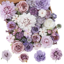 Artificial Flowers Combo Box: DIY Roses, Peonies, Dahlias for Wedding Bouquets & Centerpieces – Reusable Craft Kit Gift Box