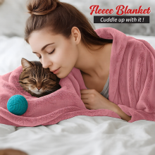 (Pink, Super King: 230 cm x 270 cm) Solid 310 GSM Fleece Blanket Warm Thick Soft Fluffy Bed Mink Sofa Throw