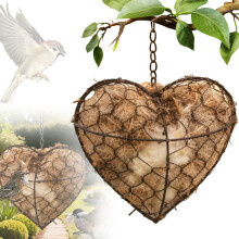 1 Pc Heart-Shaped Hummingbird Nester (8x7"), Nesting Holder & Material, Fiber Bird Nesting – Compatible with Hummingbirds