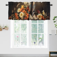 Watercolor Flower Rustic Window Valance – 54x18 in, 1 Panel, Compatible with Western Kitchen, Living Room, Bedroom, Bathroom