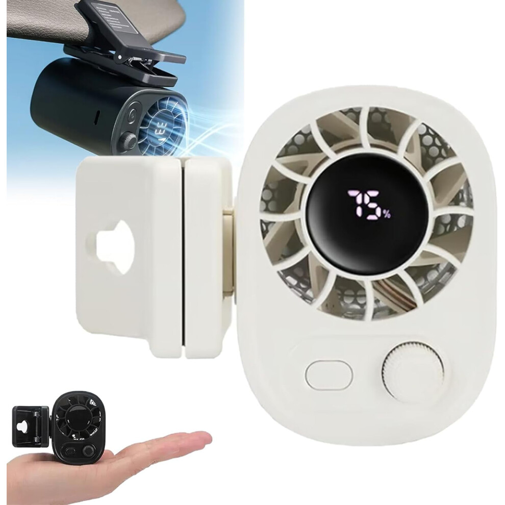 Car Clip-On Fan With Led Display, 360 Rotation, 100 Speeds, Usb Rechargeable Â Compatible With Car Backseat 9130661028073