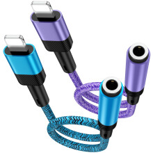 2-Pack Braided 3.5mm Headphone Jack Adapter Compatible with iPhone 14/13 Pro Max, Supports Calls