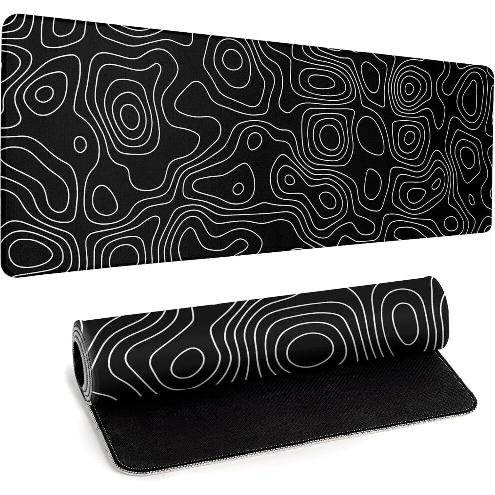 Japanese Sea Wave Gaming Mouse Pad Large Anime Mousepad Extended Mouse Mat 31.5''X11.8'' 3Mm Thick Non-Slip Rubber Base Big Desk Pad For Office Black 9130661030342