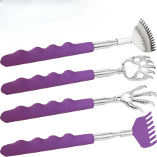 4Pcs Extendable Back Scratcher with Rubber Handles, Metal Telescoping, Compatible with All Ages