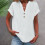 Women's Polyester V-Neck Button-Up Blouse White 2XL 1