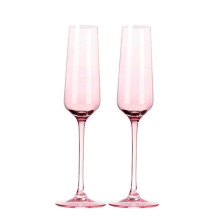 Crystal Glass Pink Champagne Flute 6.43 oz 2 sets