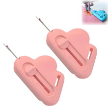 2-in-1 Adjustable Seam Guide with Built-in Seam Ripper & Magnetic Needle Threader – Pink, 2PCS, compatible with standard sewing machines