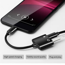 USB C to 3.5mm Headphone Splitter Adapter,2 in 1 Type C to Aux Audio Jack with Fast Charging Port Dongle for Headphone Earbud