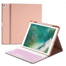 Keyboard Case Compatible with iPad Pro 12.9-inch (2015/2017, 1st & 2nd Gen), 7-Color Backlight, Wireless Detachable, Droplet Shape, Pencil Holder