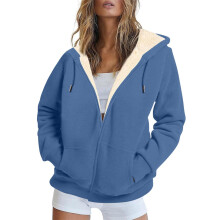 Geansaí le hoodie lomra tarraingthe le sreangán do mhná, geansaithe le zipper, seaicéid fhada-mhuinchille ócáideacha, geansaí le pócaí.