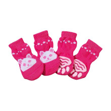 4Pc Non-Slip Pet Socks for Dogs & Cats – Cute Animal Pattern, Indoor/Outdoor Paw Protection, Compatible with Small Pets