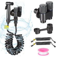 Handheld Bidet Sprayer for Toilet, Muslim Shower Hose Kit with Double Control Valve, Swivel Bracket & Anti-Backflow Design