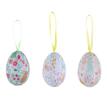 6-Pack Printed Empty Easter Eggs with Hanging Loops, Bunny/Floral Patterns – Durable Decor for Egg Hunts, Party Favors & DIY Crafts