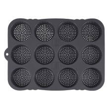 Moule à hamburgers en silicone à 12 cavités, antiadhésif, démoulage facile, idéal pour la maison et la cuisine, gris