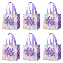 6 sacchetti regalo di Pasqua con manico – Design coniglietto/uovo, riutilizzabili in tessuto non tessuto, ideali per la caccia alle uova, per