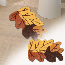 Xoxingysm Absorbent Non-Machine-Washable Bathroom Rugs, 24", Maple/Autumn Design, Orange & White – Compatible with Bathroom, Bedroom, Shower, Home
