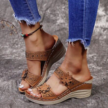 Women's Platform Wedge Sandals with Arch Support, Retro Floral Design – Summer Beach & Outdoor Sandals, Compatible with 2023 Styles
