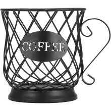 Espresso Cups Holder, Stainless Coffee Pod Holder, K Cup Holder for Holding Espresso/Capsule Coffee, Coffee Bar Decor, Thick Bottom, Black,7" 7"