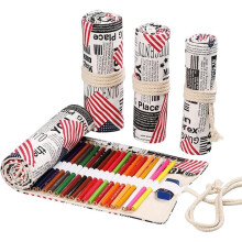 72-Slot Pencil Roll Organizer for Artists – Compatible with Colored Pencils, Short Brushes, Drawing & Sketching (Black)