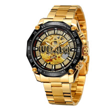 Men's Automatic Skeleton Watch with Stainless Steel Band & Crystal Accents – Compatible with Holiday, Thanksgiving, Christmas, Graduation,