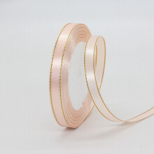 Nastro di raso rosa con bordo dorato, 3/8” in poliestere, 25 iarde – per confezioni regalo, matrimoni, fiocchi, bouquet, composizioni floreali e