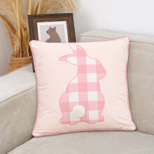 Coussin de Pâques multicolore à motifs d'œufs de lapin, double face, facile d'entretien, 45 x 45 cm, idéal pour le salon, la chambre ou le