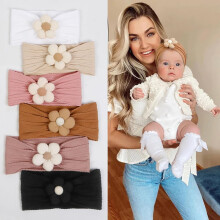 Handmade Flower Baby Headbands Soft Stretchy Nylon 6 Pcs