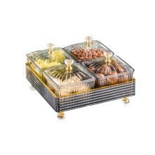 Bandeja para servir aperitivos, plato organizador de plástico con compartimentos para almacenar alimentos, ideal para frutas secas, frutos secos,