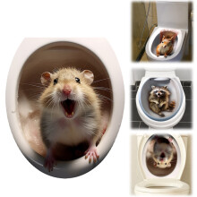 3D Állatos WC Falmatrica Készlet Lila Aranyos Matrica a ...-hoz
