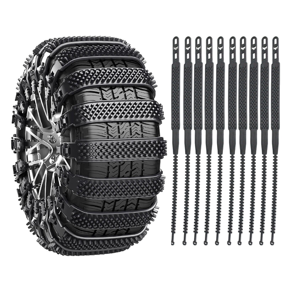 Snow Chains For Sedan/Suv/Off-Road, Anti-Slip Tire Chains With Cleats For Snow/Mud/Ice, Emergency Grip Aid Kit, 10-Pack 9405492367616