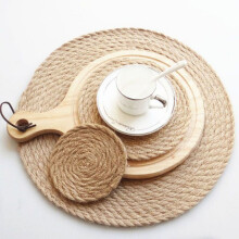 Round Placemats, Round Braided Place Mats for Dining Table Heat Insulation Table Mats for Kitchen