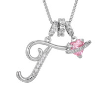 Rose Heart Letter Necklace for Women Custom Initial Pendant