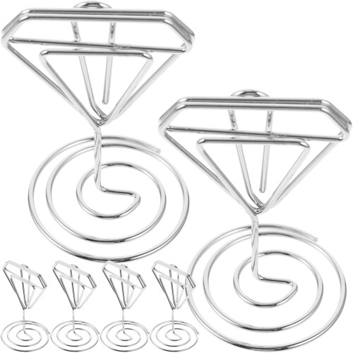 Tischkartenhalter aus Metall, silberfarben, klein, 6er-Pack