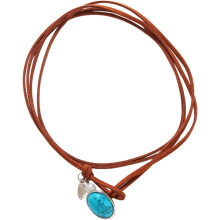 Türkisfarbene Leder-Choker-Halskette – Western-Cowgirl-Schmuck für Damen, Boho-Leder-Choker-Halskette im Lagenlook –
