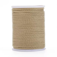 11m/roll Round Waxed Polyester Twisted Cord Craft Braided Bracelets String 1mm-Tan