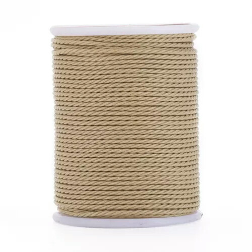 11m/roll Round Waxed Polyester Twisted Cord Craft Braided Bracelets String 1mm-Tan