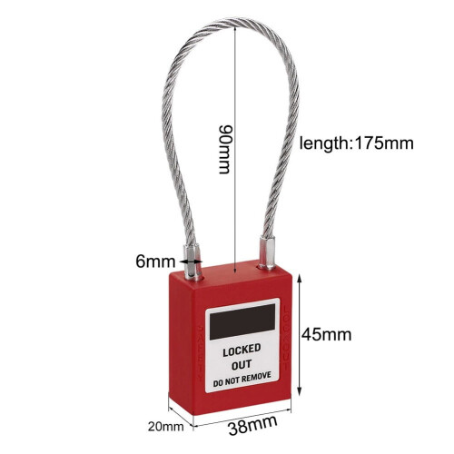 1pc Compact cable padlock with 2 keys long shackle safety lock different locking 1