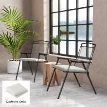 Outsunny 2Pcs Garden Chair Cushions, Waterproof Seat Pads, Cream White